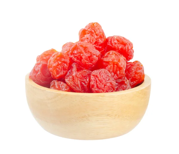 Séché Fruits Pruneaux Rouges Fruits Conservés Prune Chinoise Dans Bol — Photo