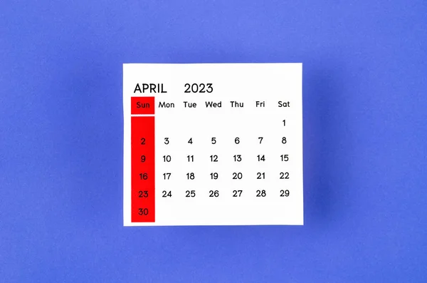 April 2023 Monthly Calendar 2023 Year Purple Background — Fotografia de Stock