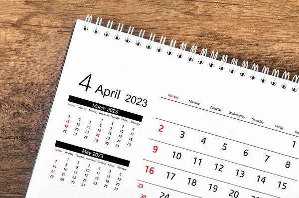 Abril 2023 Calendário Mesa Mensal Para 2023 Ano Fundo Madeira — Fotografia de Stock