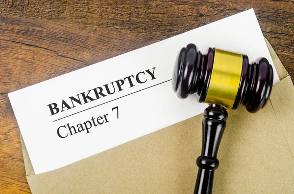 Bankcrupty Chapter Text Document Form Wooden Gavel Офісному Столі — стокове фото