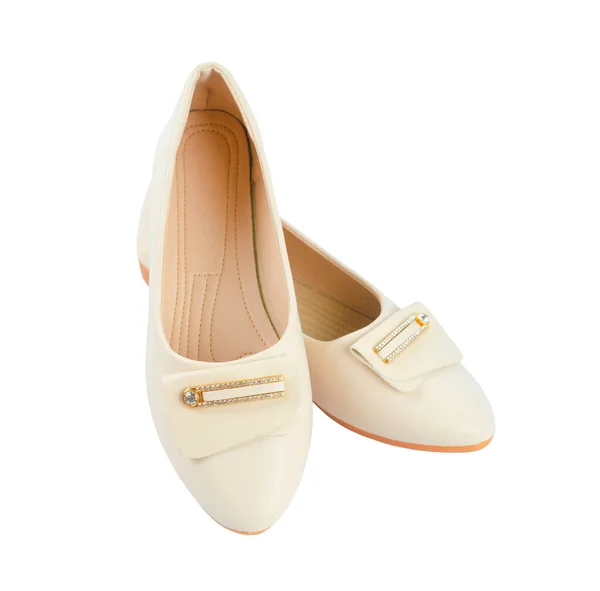 Коричневый Цвет Низкокаблуковая Обувь Женщин Изолированы Белом Фоне Сохранить Обрезки — стоковое фото