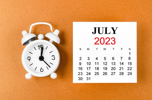 Juli 2023 Månadskalender För Arrangören Att Planera 2023 Med Väckarklocka — Stockfoto