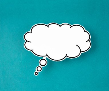 Beyaz konuşma kabarcığı onu kopyalama alanı ile yeşil arkaplan üzerine not olarak biçimlendirdi.