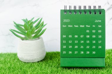 2023 Haziran takvimine göre pembe arka planda 2023 yılı.