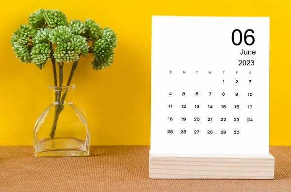 June 2023 Monthly Desk Calendar 2023 Year Yellow Background — Stock Fotó