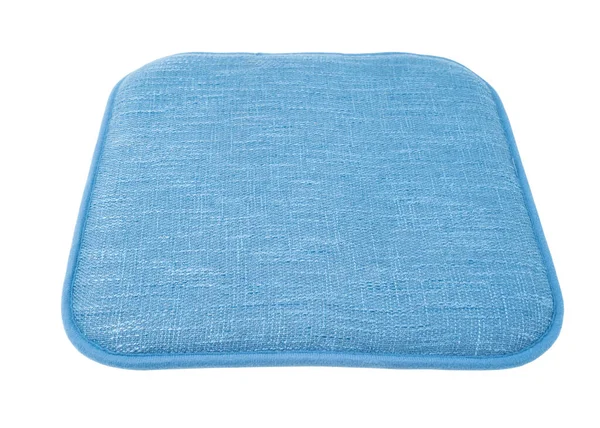 Blauwe Kleur Stoel Kussen Geïsoleerd Witte Achtergrond Met Clipping Pad — Stockfoto