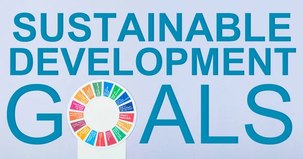 Utvecklingsmål Miljö Med Blå Bakgrund Miljöutvecklingskoncept — Stockfoto