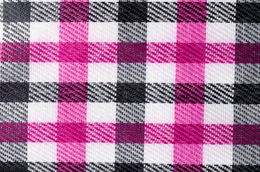 Arkaplan olarak Pembe ve Siyah Gingham desenli kumaş dokusu