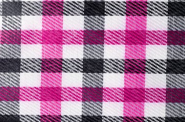 Pink and Black color Gingham pattern fabric texture as background clipart