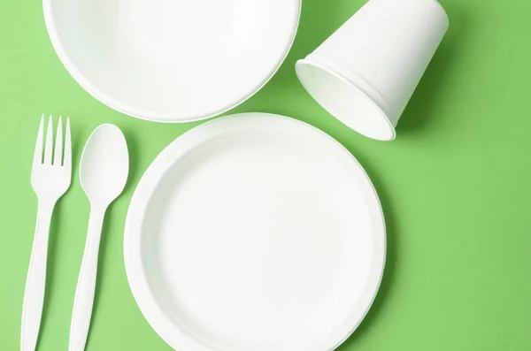 Eco Friendly Biodegradable Paper Disposable Packaging Food Paper Glass Green — Stock Photo, Image