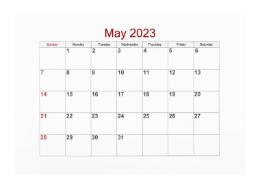 2023 yılı takvim sayfası beyaz arkaplanda izole edilmiş, kırpma yolunu kaydet.