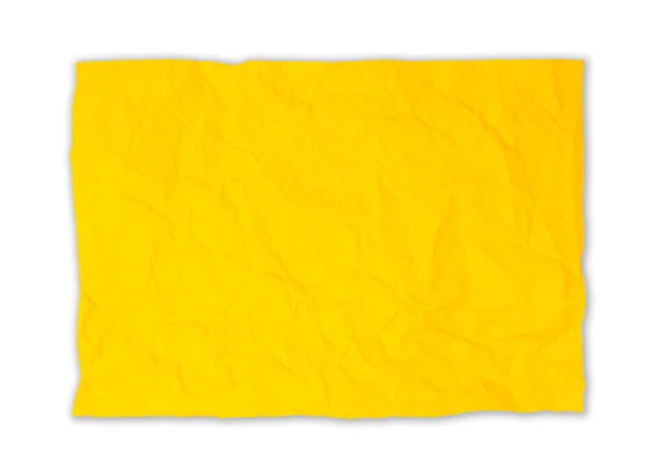 Papel Horizontal Amarillo Arrugado Aislado Sobre Fondo Blanco Guardar Ruta — Foto de Stock