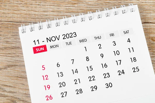 November 2023 Bureaukalender Voor 2023 Houten Achtergrond — Stockfoto