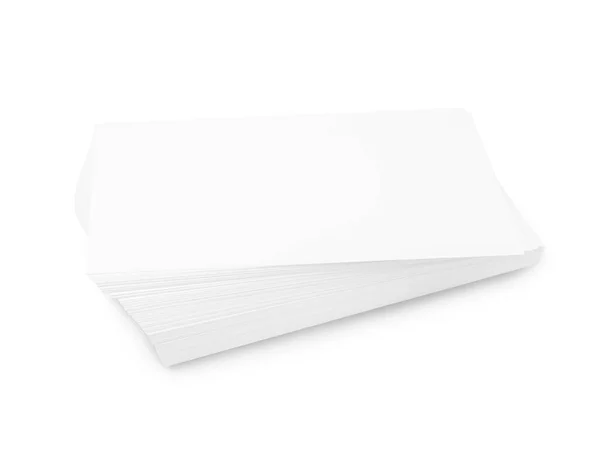 Empilement Papier Blanc Isolé Sur Fond Blanc Enregistrer Chemin Coupe — Photo