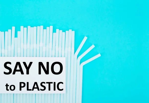 Säg Nej Till Plastdryckessugrör Begreppet Förorenad Miljö — Stockfoto