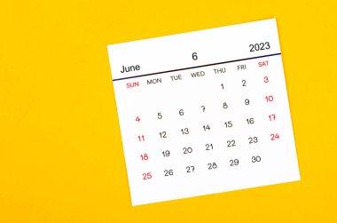 2023 Haziran takvimine göre sarı arka planda 2023 yılı.