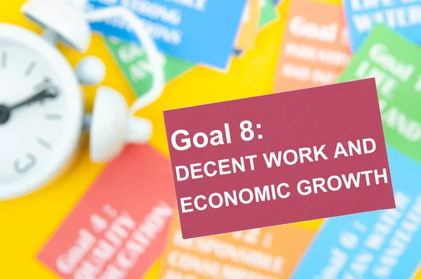 Goal 8 : Decent work and economic growth. The SDGs 17 development goals environment. Environment Development concepts.