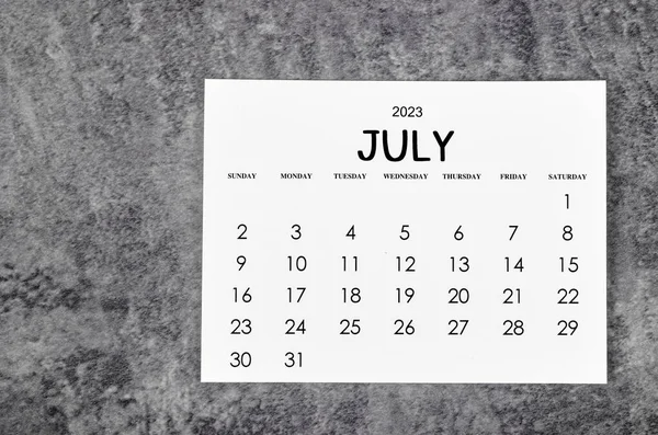 Ιούλιος 2023 Μηνιαίο Ημερολόγιο Για 2023 Έτος Grunge Φόντο — Φωτογραφία Αρχείου