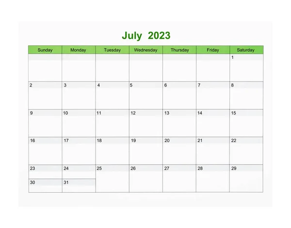2023年7月カレンダーページ白を背景に隔離された2023年のために クリッピングパスを保存 — ストック写真
