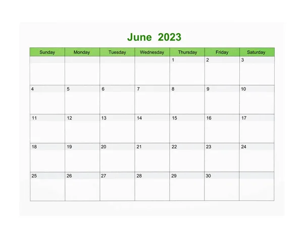2023年6月カレンダーページ白を背景に隔離された2023年のために クリッピングパスを保存 — ストック写真