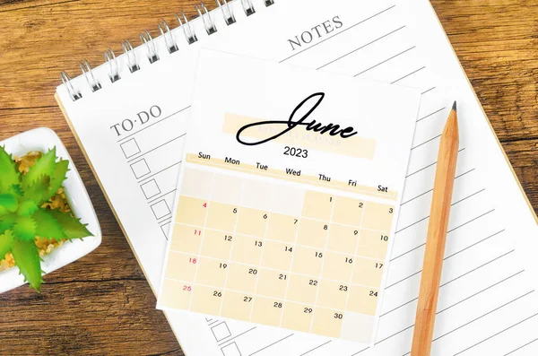 Junio 2023 Calendario Mensual Para 2023 Año Con Lápiz — Foto de Stock