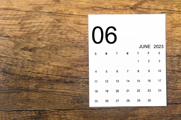 June 2023 Monthly Calendar 2023 Year Wooden Background — ストック写真