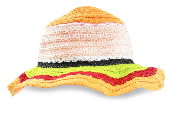 Colorido Sombrero Playa Para Mujer Aislado Sobre Fondo Blanco Guardar — Foto de Stock