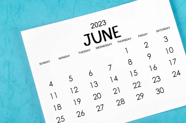 June 2023 Monthly Calendar 2023 Year Blue Background — Stock Photo, Image