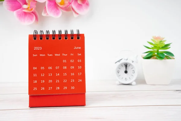 Κόκκινο Ημερολόγιο Ιούνιος 2023 Ημερολόγιο Γραφείου Για Έτος 2023 Και — Φωτογραφία Αρχείου