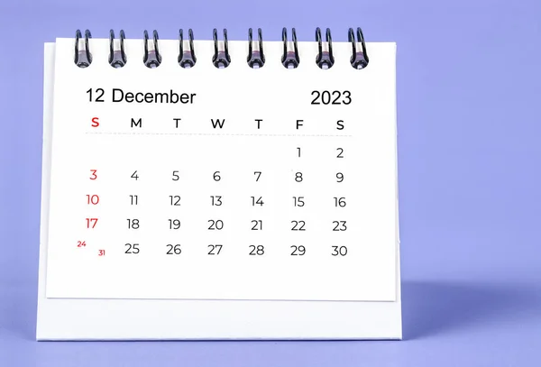 Prosinec 2023 Měsíční Kalendář Pro 2023 Rok Fialovém Pozadí — Stock fotografie