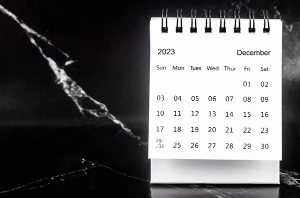 Dezembro 2023 Calendário Mesa Mensal Para 2023 Ano Fundo Mármore — Fotografia de Stock