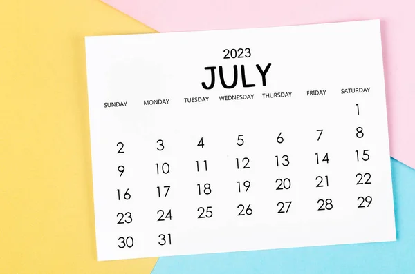 Ιούλιος 2023 Μηνιαίο Ημερολόγιο Όμορφο Φόντο — Φωτογραφία Αρχείου