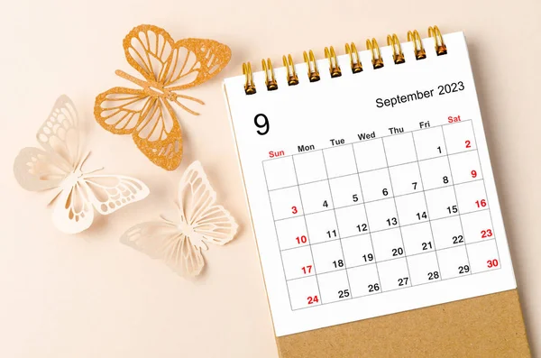 September 2023 Schreibtischkalender Für Den Veranstalter Zum Planen Und Erinnern — Stockfoto