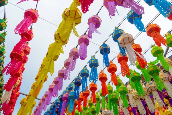 Belles Lanternes Colorées Dans Yee Peng Lantern Festival Wat Phra — Photo