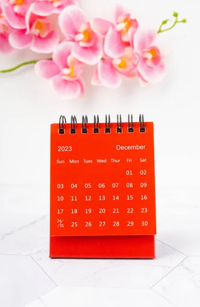 Rode Kalender December 2023 Bureaukalender Voor Het Jaar 2023 Roze — Stockfoto