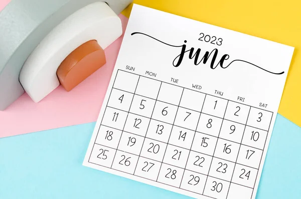 Červen 2023 Měsíční Kalendář Pro 2023 Rok Krásném Pozadí — Stock fotografie