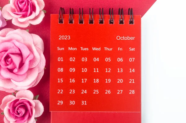 Roter Oktober 2023 Monatlicher Schreibtischkalender Für Das Jahr 2023 Mit — Stockfoto