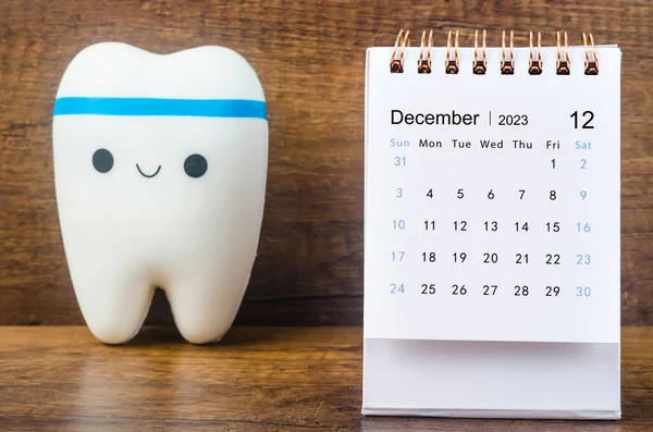 Dezembro 2023 Calendário Mesa Mensal Para 2023 Ano Com Dente — Fotografia de Stock