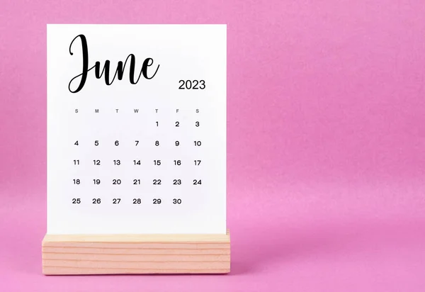 2023年6月ピンクを背景に2023年の月次デスクカレンダー — ストック写真