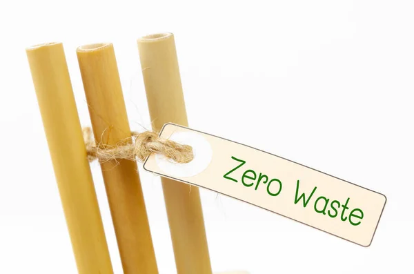 Bambu Dricka Halm Selektivt Fokus Med Noll Avfall Miljövänlig Biologiskt — Stockfoto