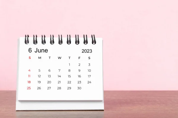 Juni 2023 Maandelijkse Bureaukalender Voor 2023 Jaar Roze Achtergrond — Stockfoto
