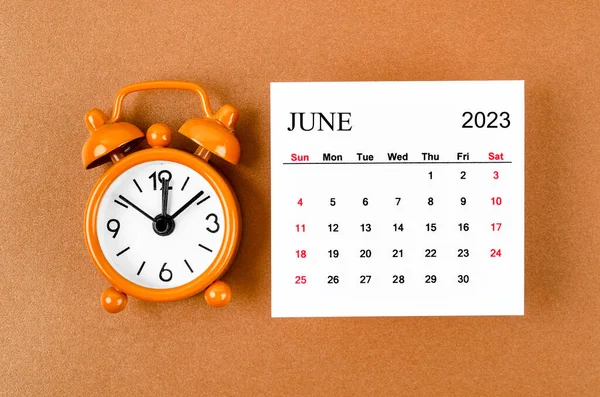 Juni 2023 Månadskalender För Arrangören Att Planera 2023 Med Väckarklocka — Stockfoto