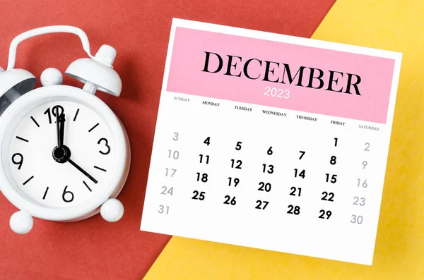 Diciembre 2023 Calendario Mensual Para 2023 Año Con Despertador Hermoso —  Fotos de Stock