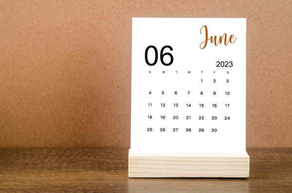 Junho 2023 Calendário Mesa Mensal Para 2023 Ano Fundo Madeira — Fotografia de Stock