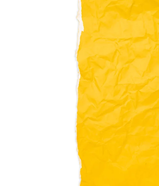 Beyaz Arka Planda Yırtık Sarı Kağıdın Dikey Arkaplanı Kırpma Yolunu — Stok fotoğraf