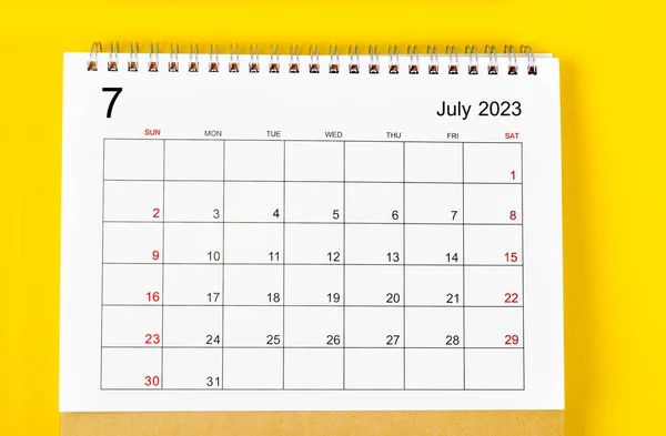 July 2023 Monthly Desk Calendar 2023 Year Yellow Background — Foto de Stock