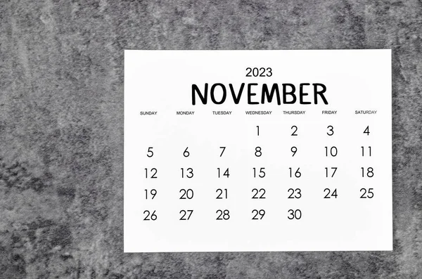 Listopad 2023 Měsíční Kalendář Pro 2023 Rok Pozadí Grunge — Stock fotografie