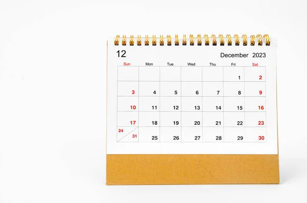 Δεκέμβριος 2023 Μηνιαίο Ημερολόγιο Γραφείου Για 2023 Έτος Απομονωμένο Λευκό — Φωτογραφία Αρχείου