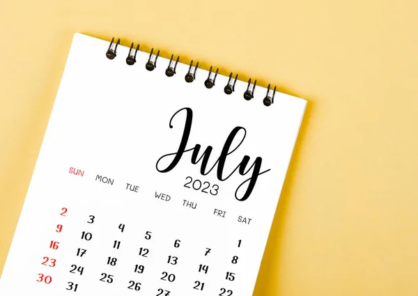 July 2023 Monthly Desk Calendar 2023 Year Yellow Background — Stok fotoğraf