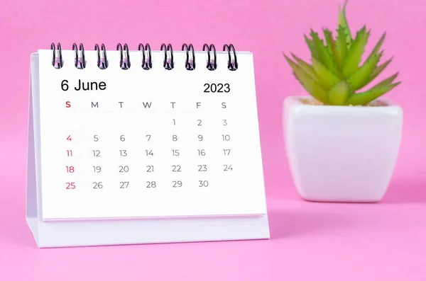 Červen 2023 Kalendář Stolu Pro 2023 Růžovém Pozadí — Stock fotografie